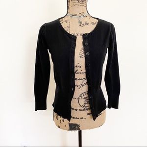 Womens Black Cardigan Y2K Cotton Blend Sweater